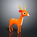 Cute Orange 3D Cartoon Deer Character With White Spots Antlers And Large Eyes