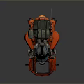Orange Mechanical Device With Heavy Industrial Structure And Detailed Gray Black Parts