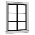 Modern Black Frame Casement Window With Multiple Panes Clear Glass And Scenic Mountain View