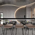 Stylish FENGWEI Bar Interior With Bar Counter Shelves Tables Chairs And Pendant Lights