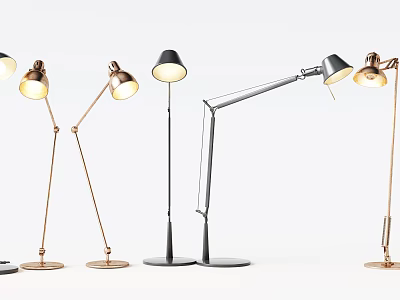 Modern Floor Lamps With Adjustable Metal Arms And Stylish Base Designs For Home Decor 3d model