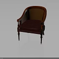 Vintage Wooden Armchair With Rattan Backrest Plaid Upholstered Seat And Carved Legs