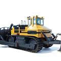 Yellow Tracked Utility Vehicle with Front Blade and Cab for Construction Tasks 3d model
