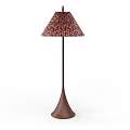 Elegant Brown Floor Lamp With Patterned Shade And Slim Conical Base 3d model