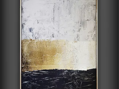 Modern Decorative Frame With Abstract Painting Gold Black White Textured Wall Art 3d model