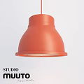 Modern Dome Shaped Orange Pendant Light With Warm Light And White Background 3d model
