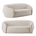 Beige Modern Fabric Sofa With Rounded Armrests And Minimalist Comfortable Design 3d model