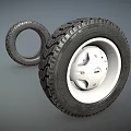 Two Car Tires With White Rim And Tread Pattern Design 3d model
