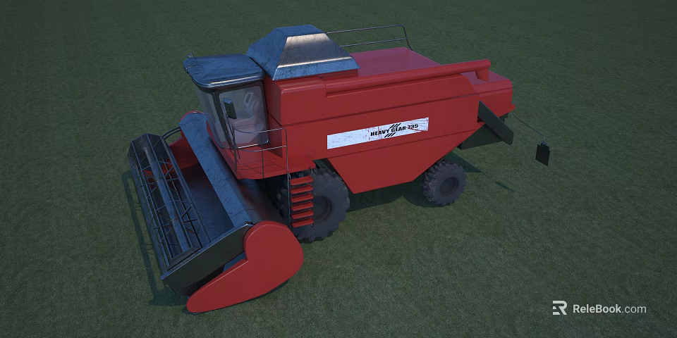 Red New Holland Combine Harvester For Agricultural Use On Green Grass Field 3d model 