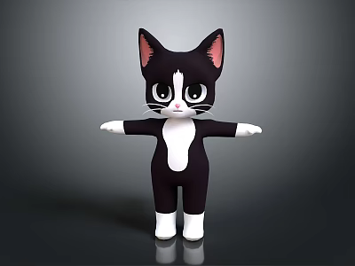 Modern Cat Black Cat Cartoon Cat Kitten 3d model