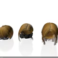 Three Golden Wig Hairpieces With Different Styles Various Lengths And Black Bands