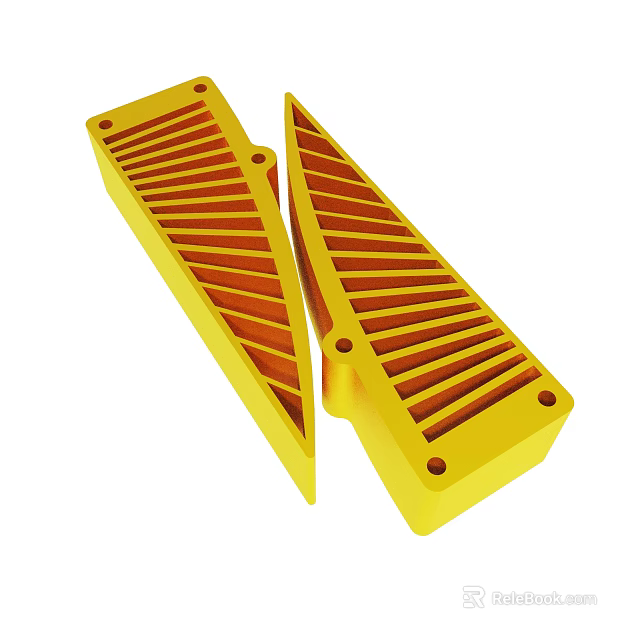 Yellow Striped Anti Slip Blocks With Holes For Mechanical Equipment Parts 3d model 