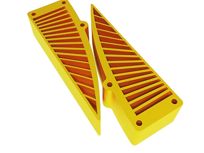 Yellow Striped Anti Slip Blocks With Holes For Mechanical Equipment Parts 3d model