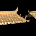 Traditional Chinese Architecture Golden Roof Tiles With Ornate Eaves And Decorations