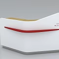 Modern L Shaped White Reception Desk With Wooden Top And Cabinet