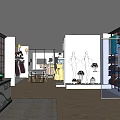 Modern Clothing Store Interior With Dresses On Display Racks And Glass Doors