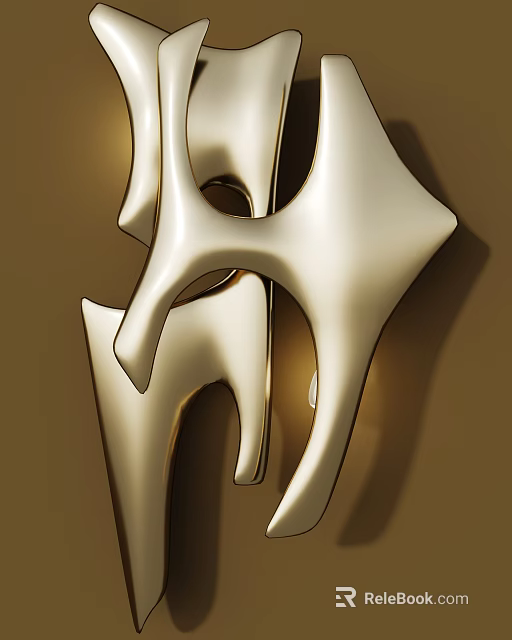 Unique Gold Abstract Curved Wall Lamp For Modern Interior Decoration Design 3d model 