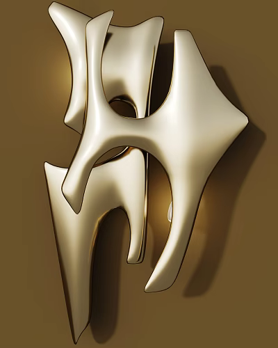 Unique Gold Abstract Curved Wall Lamp For Modern Interior Decoration Design 3d model