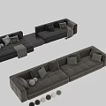 Modern Upholstered Sectional Sofas In Various Colors With Decorative Pillows And Throw Blankets 3d model