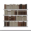 Books with Different Colored Spines Neatly Arranged on Shelves