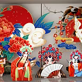 Traditional Chinese Decorative Art With Opera Figures Peony Flowers Crane And Cloud Patterns