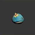 Cute Blue Whale Game Movie Character With Colorful Polka Dots And Star Decorated Unicorn Horn