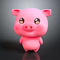 Cute Pink Pig Toy Figure With Round Body Big Eyes And Shiny Surface