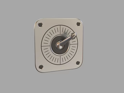 Square Metal Panel Clock With Circular Dial Radial Lines Central Pointer And Corner Screws 3d model