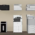 Diverse Office Appliances With Printers Multifunction Devices And Shredder For Workplace Efficiency 3d model