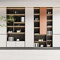 Modern Bookcase Storage Design With Open Shelves Books Decorative Items And Potted Plants