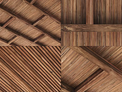 Wooden Ceiling With Diverse Textures And Structures 3d model