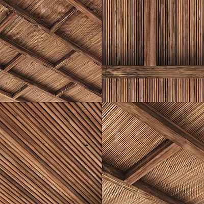 Wooden Ceiling With Diverse Textures And Structures 3d model