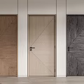 Hinged Doors with Three Color Options Diagonal Pattern Sleek Frames Light Wall and Wooden Floor 3d model