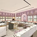Elegant Jewelry Store Interior With Pink Walls Marble Counters And Display Cases 3d model