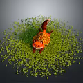 Adorable Orange Fox Resting On Green Leaves Surrounded By Fresh Natural Foliage