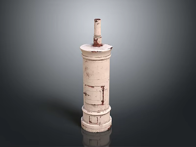White Rustic Decorative Column With Weathered Texture And Vintage Design For Interior Spaces 3d model