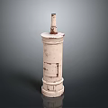 White Rustic Decorative Column With Weathered Texture And Vintage Design For Interior Spaces