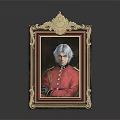 Ornate Golden Framed Portrait Of White Haired Man In Red Military Uniform