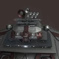 Futuristic Sci Fi Spaceship With Metallic Hull And Illuminated Engine Thrusters Design 3d model