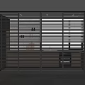 Modern Slatted Sliding Doors with Metal Frames as Interior Room Divider