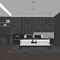 Modern Bedroom Interior Design With Dark Wooden Wall Paneling Upholstered Headboard And Bedside Lighting