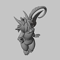 Game And Movie Character 3D Model With Black Hair Blue Horns And Waving Hand