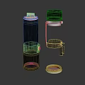 Disassembled Device Components With Black Cylindrical Body Transparent Tube Metal Ring Knob And Lid