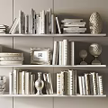 White Bookshelf With Collection Of Books Photo Frame Vase And Spherical Decor