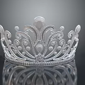 Silver Household Decorative Crown With Intricate Patterns Gemstone Decorations And Reflection On Surface 3d model