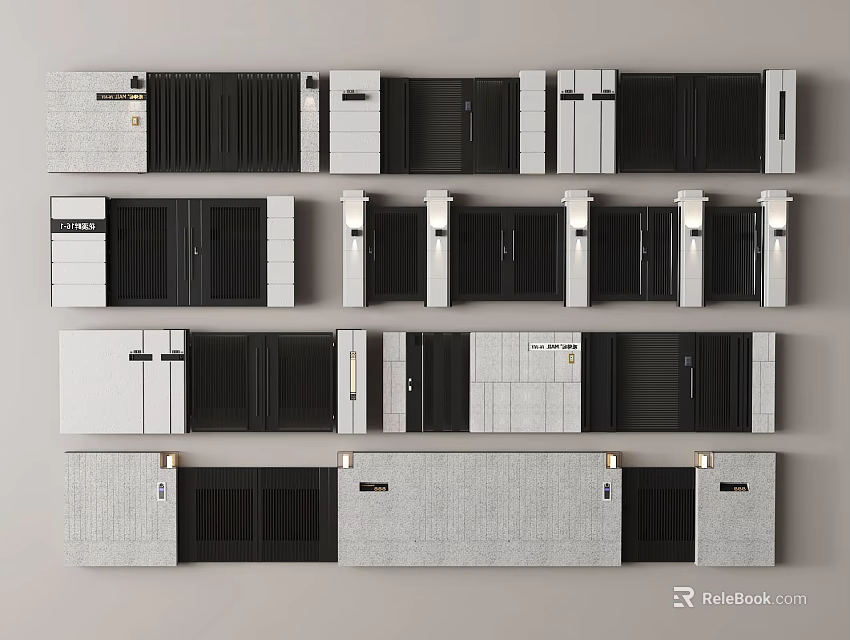 Various Modern Storage Cabinet Designs With Different Colors And Styles 3d model