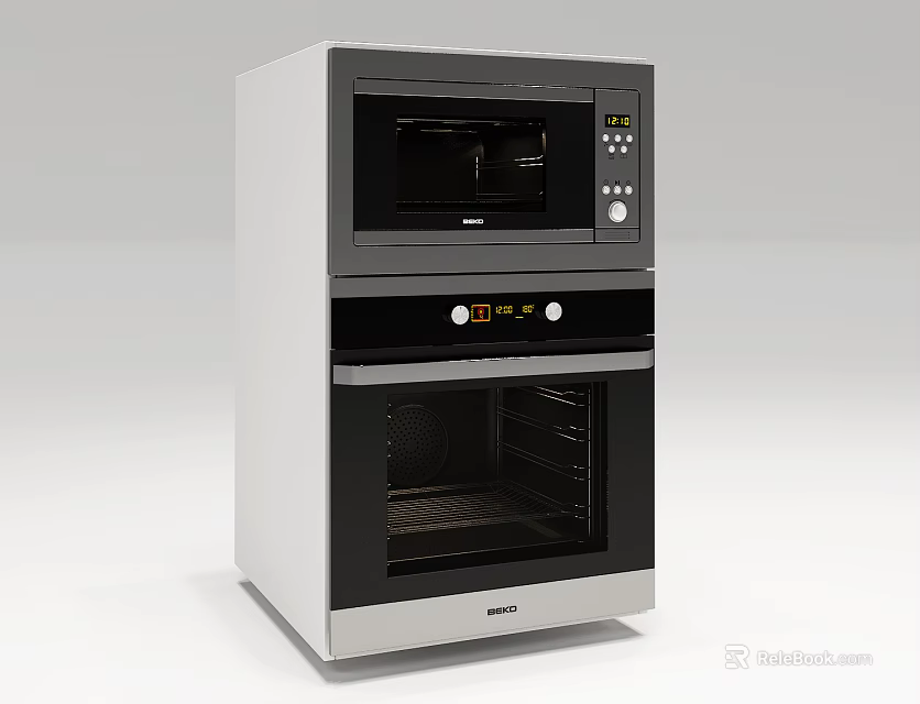 Double Layer Kitchen Appliance With Microwave And Oven For Home Use 3d model 