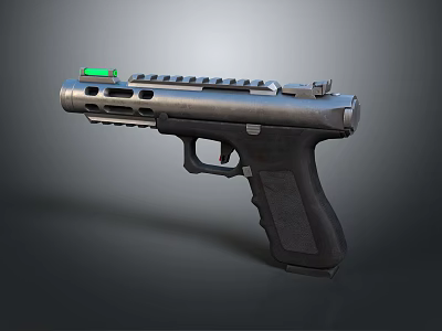 Modern Tactical Handgun With Picatinny Rail Green Laser Sight Black Grip And Metallic Finish 3d model