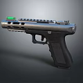 Modern Tactical Handgun With Picatinny Rail Green Laser Sight Black Grip And Metallic Finish
