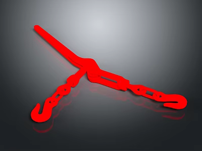 Red Multi Functional Tool With Three Hooks And Ergonomic Design Structure 3d model